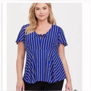Torrid Georgette Striped Bow Blouse